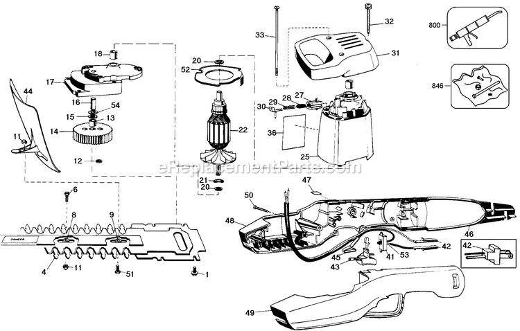 Black and Decker B8127 (Type 3) 16in Utility Hedge Trimmer Power Tool Page A Diagram